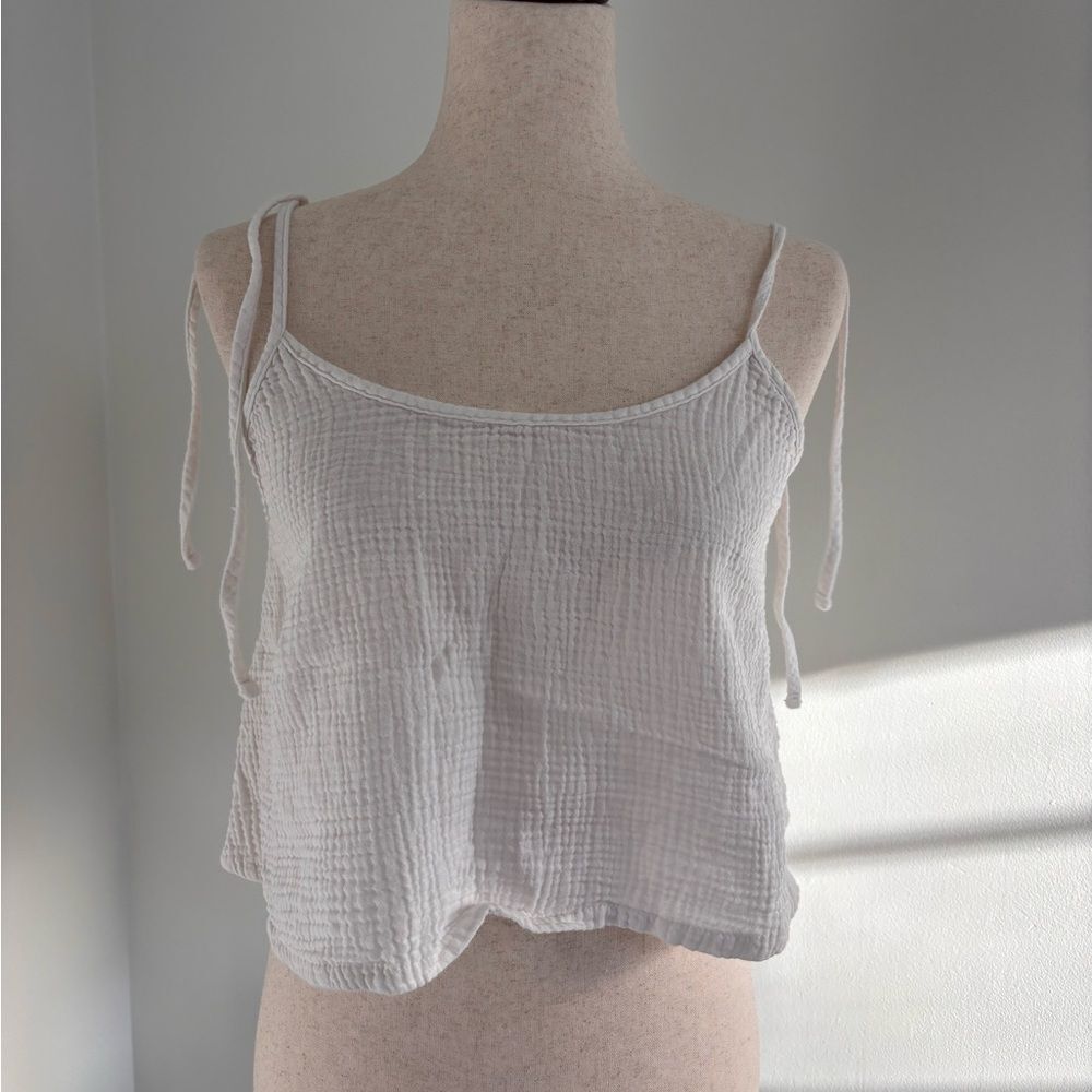 Colsie size medium cotton gauze crop top flowy white